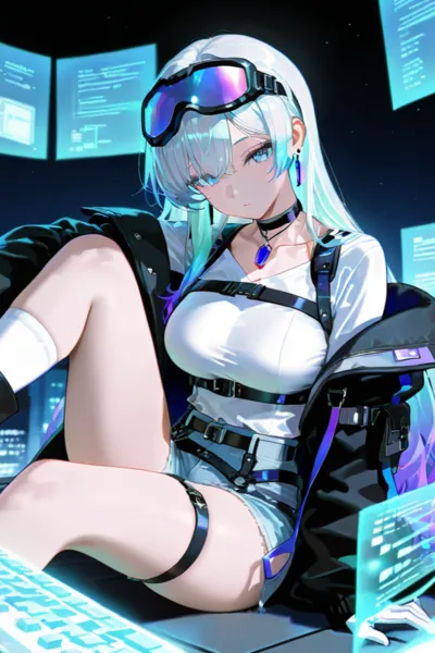 Overpowered Female Hacker in a Game